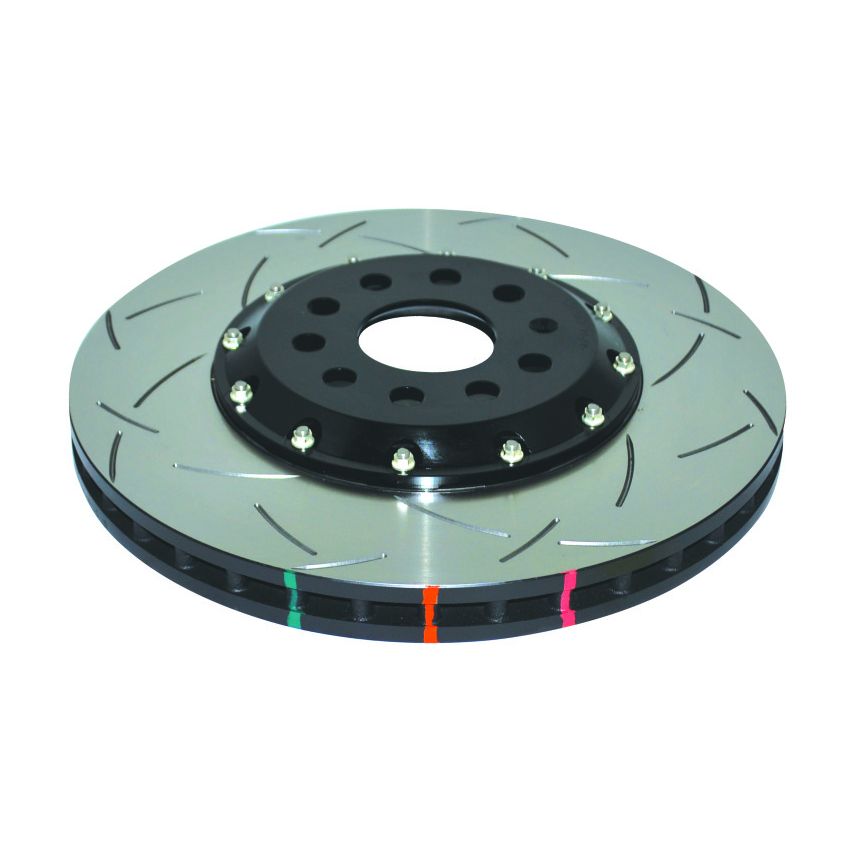 DBA 13-17 VW Golf R (MK7) 5000 Fully Assembled 2-Piece Rotor Black Hat T3 Slotted KP Front