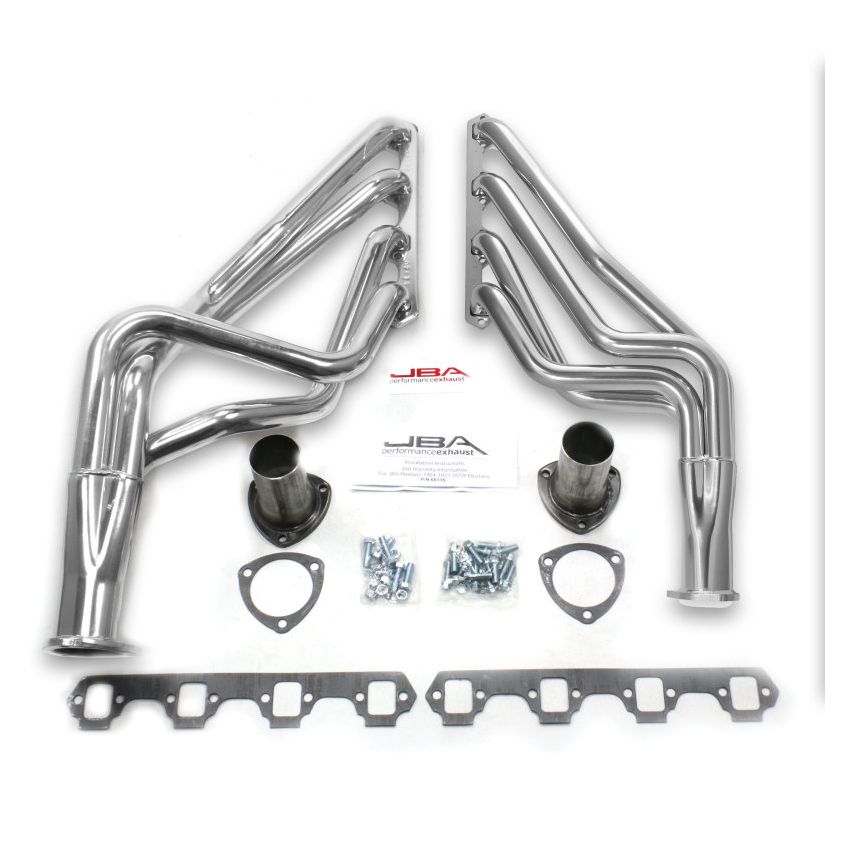 JBA 65-73 Ford Mustang 260-302/71-73 Ford 260-351W SBF 1-5/8in Primary Silver Ctd Long Tube Header
