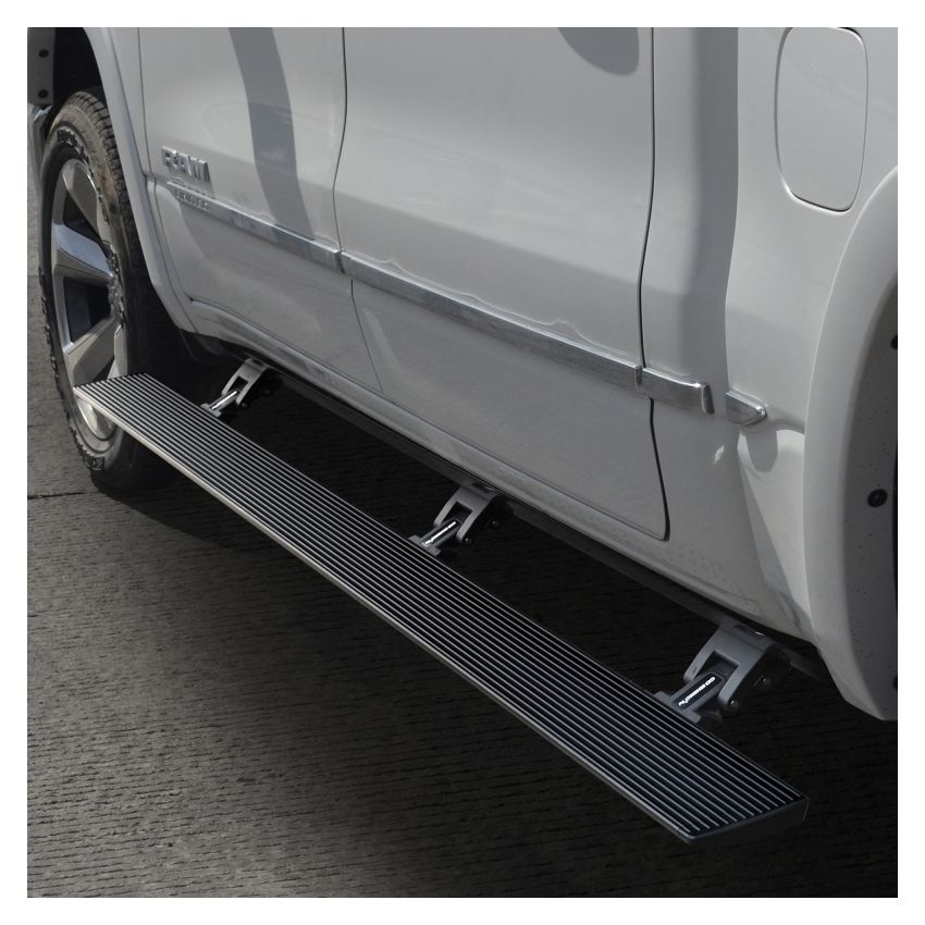 Go Rhino 20436680PC 19-24 Ram 1500 Quad Cab 4dr E1 Electric Running Board Kit (No Drill) - Tex. Blk