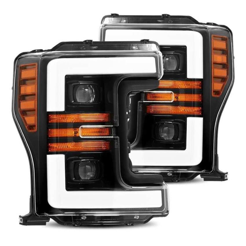 AlphaRex 17-19 Ford F-250 SD PRO-Series Proj Headlights Plank Style Black w/Activ Light/Seq Signal
