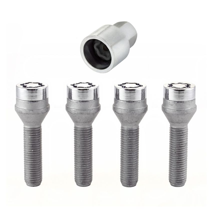 McGard Wheel Lock Bolt Set - 4pk. (Cone Seat) M12X1.5 / 17mm Hex / 40.5mm Shank Length - Chrome