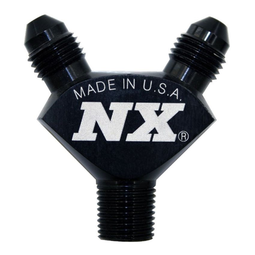 Nitrous Express 1/8NPT x 3AN x 3AN Billet Pure-Flo Y Fitting - Black