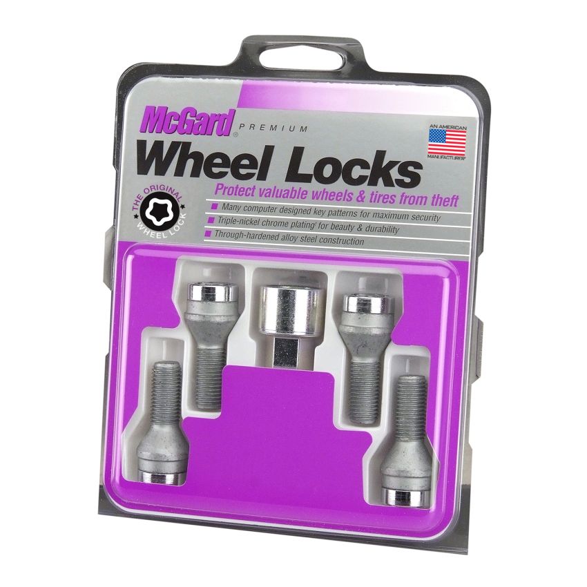 McGard Wheel Lock Bolt Set - 4pk. (Cone Seat) M12X1.25 / 19mm Hex / 25.6mm Shank Length - Chrome