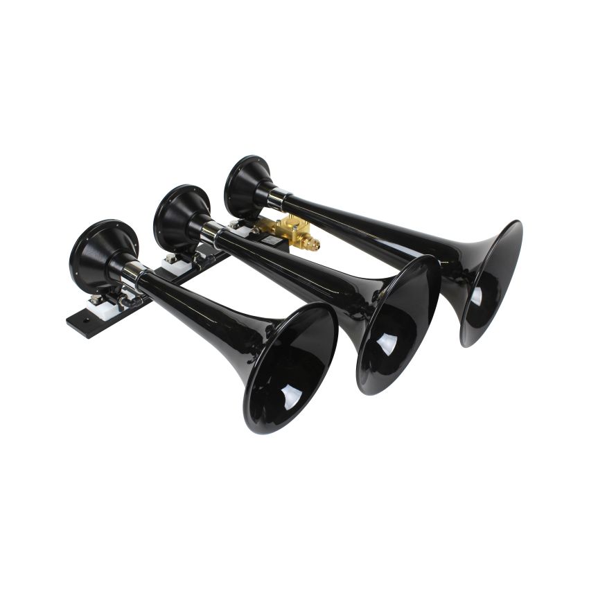 Kleinn Air Horns 230 Kleinn Black Triple Horn/ 15In/13In/11In - High Impact ABS Trumpet/ Zinc Alloy Base