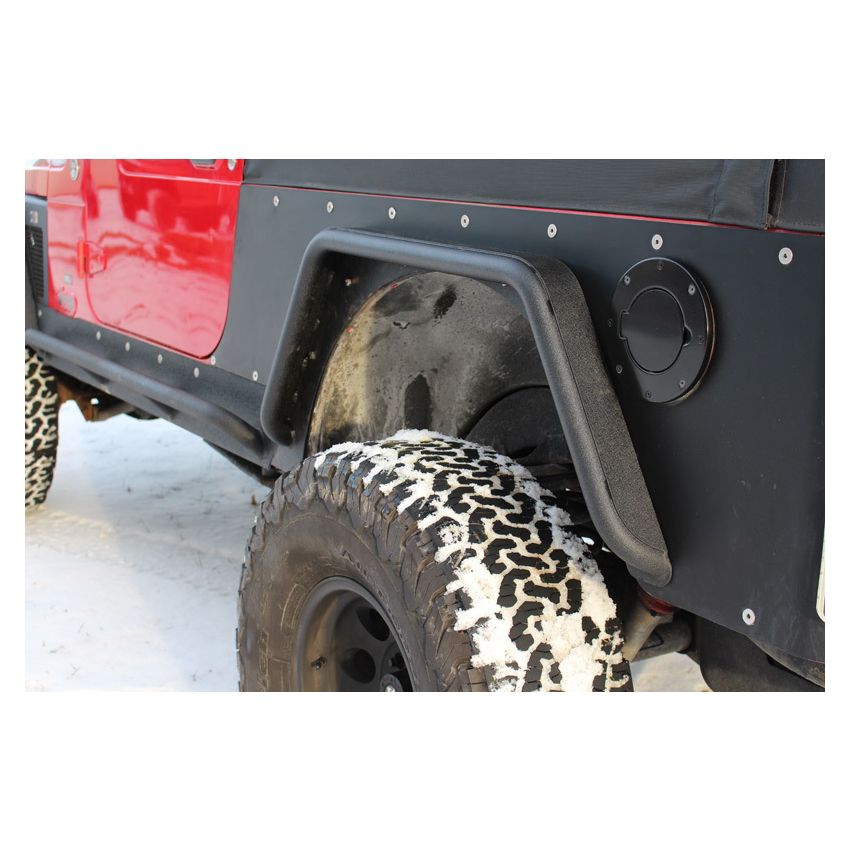 Fishbone Offroad 97-06 Jeep Wrangler TJ Steel Tube Fenders Rear 3In Flare - Blk Textured Powdercoat