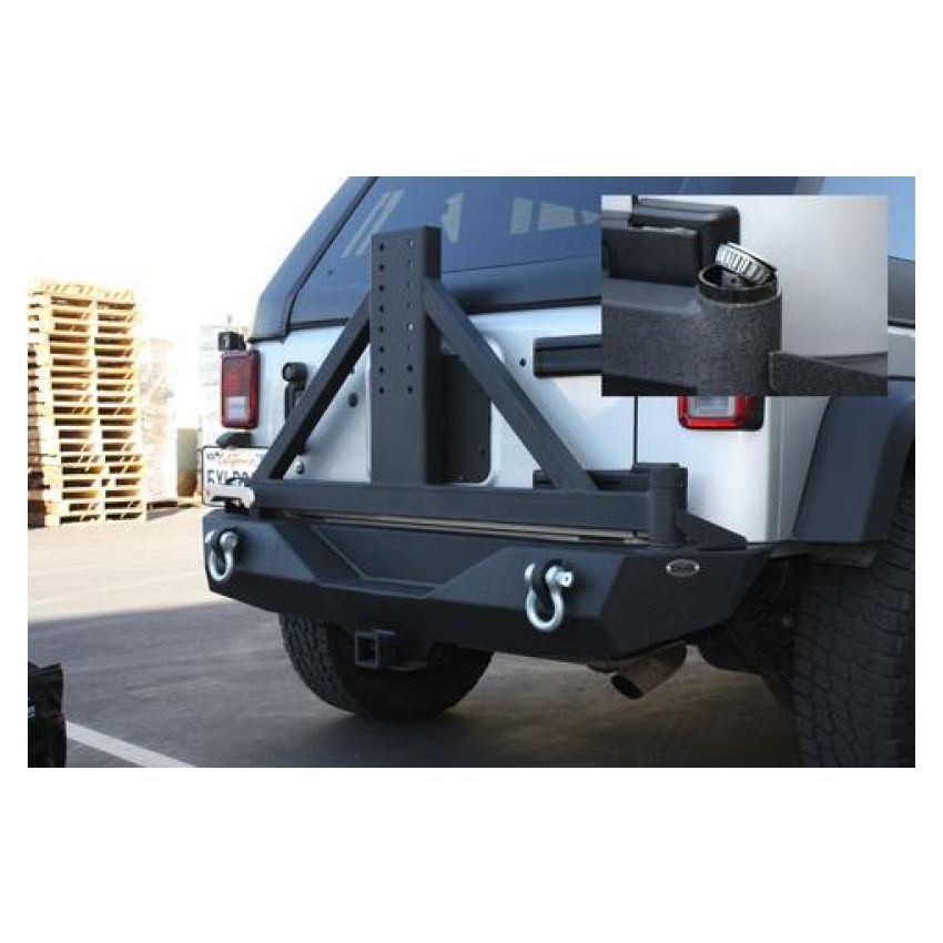 DV8 Offroad RBSTTB-01BR 07-18 Jeep Wrangler JK Rear Bumper w/ Tire Carrier & Tapered Bearing