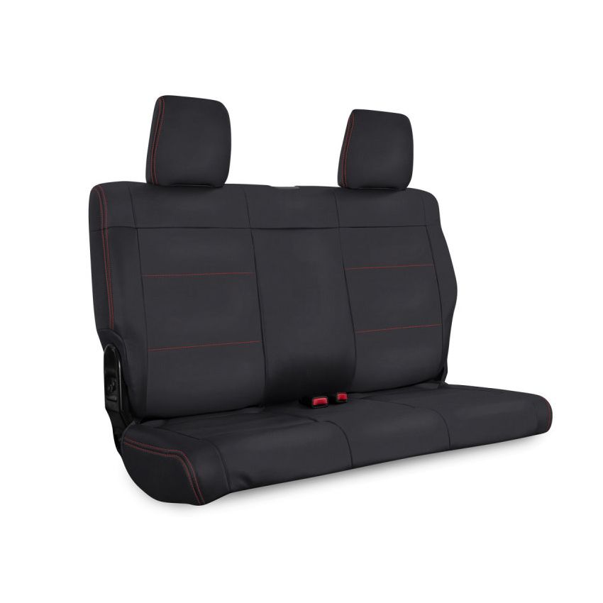 PRP 07-10 Jeep Wrangler JK Rear Seat Covers/2 door - Black with Red Stitching