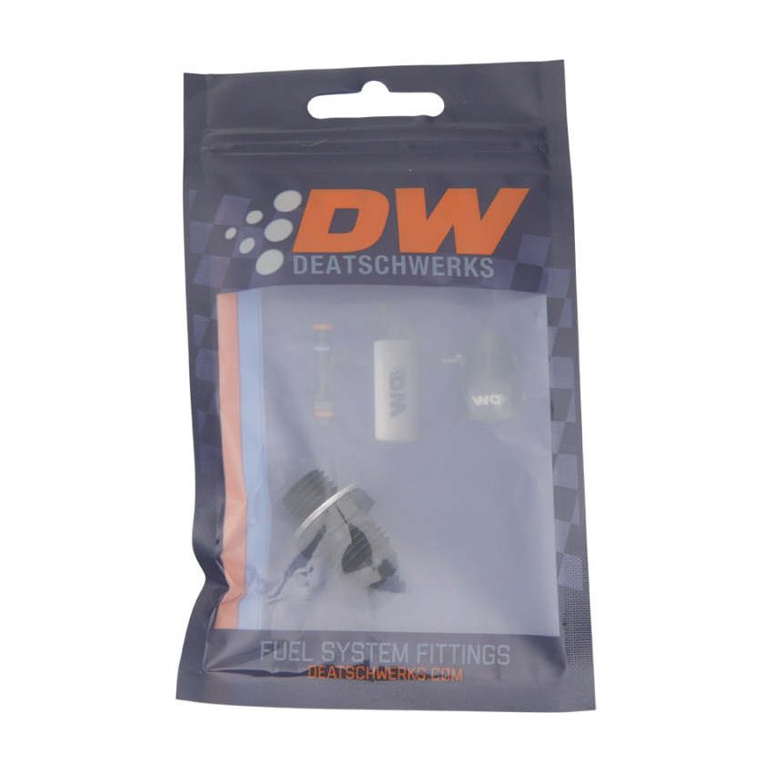 DeatschWerks 6AN Male Flare to M12 X 1.5 Male Metric Adapter (Incl Washer) - Anodized Matte Black