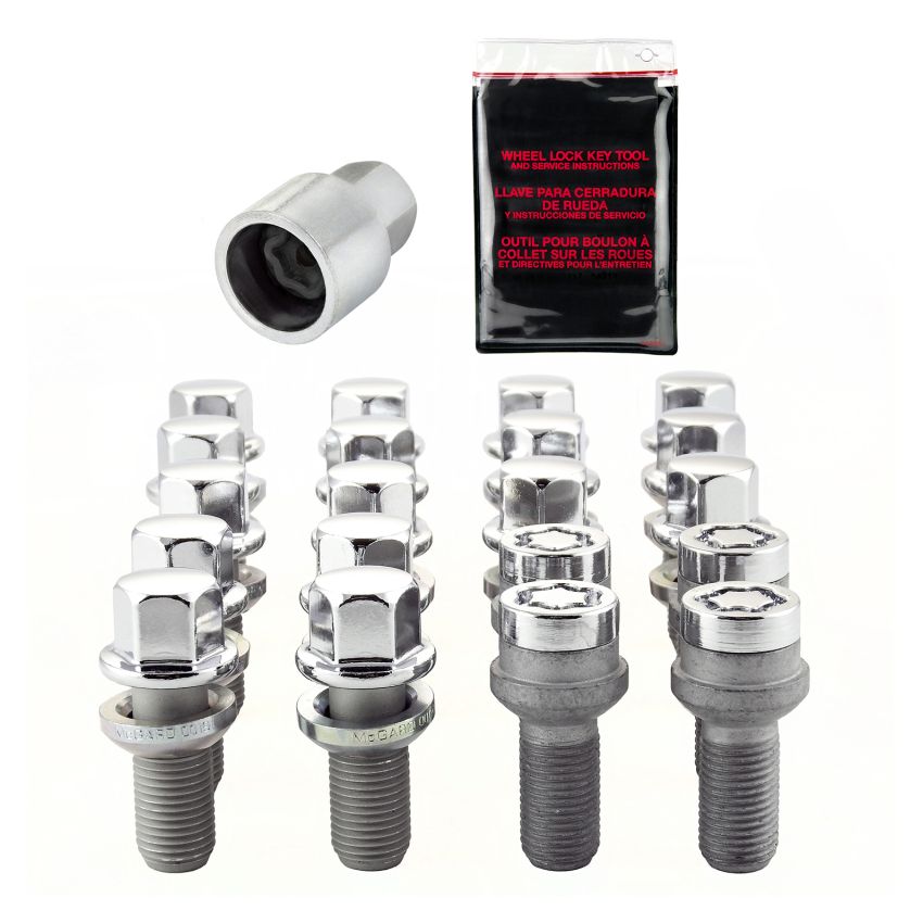 McGard 5 Lug Hex Install Kit w/Locks (Radius Seat Bolt) M14X1.5 / 17mm Hex / 26.3mm Shank L - Chrome