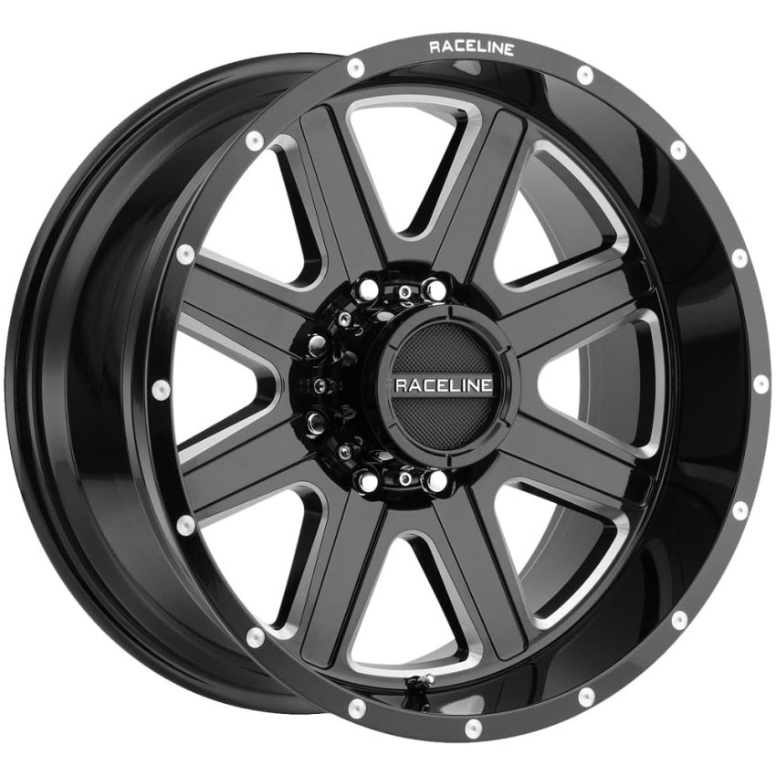 Raceline 940M Hostage 17x9in / 6x139.7 BP / 0mm Offset / 106.1mm Bore - Black & Milled Wheel