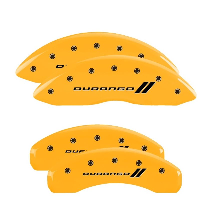 MGP 4 Caliper Covers Engraved F & R w/ Stripes/Durango Yellow Finish Black Char 2007 Dodge Durango