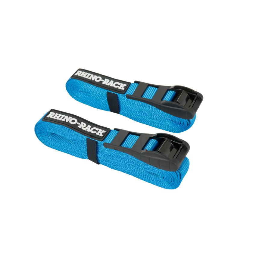 Rhino-Rack Rapid Tie Down Straps w/Buckle Protector - 4.5m/15ft - Pair - Red