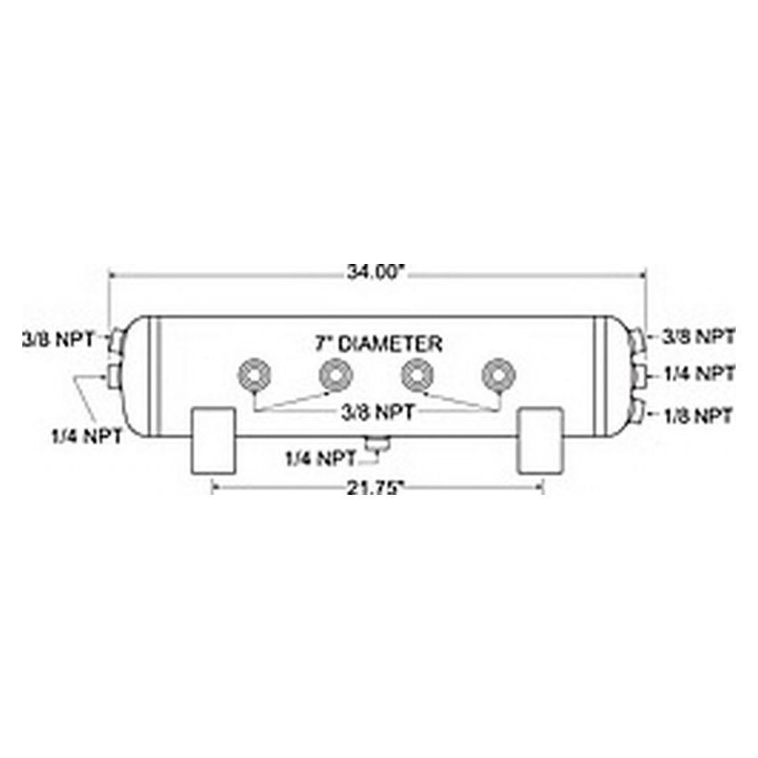 Firestone 9242 Air Tank 5 Gallon 7in. x 34in. (6) 3/8in. NPT Ports 150 PSI Max - Black (WR17609242)