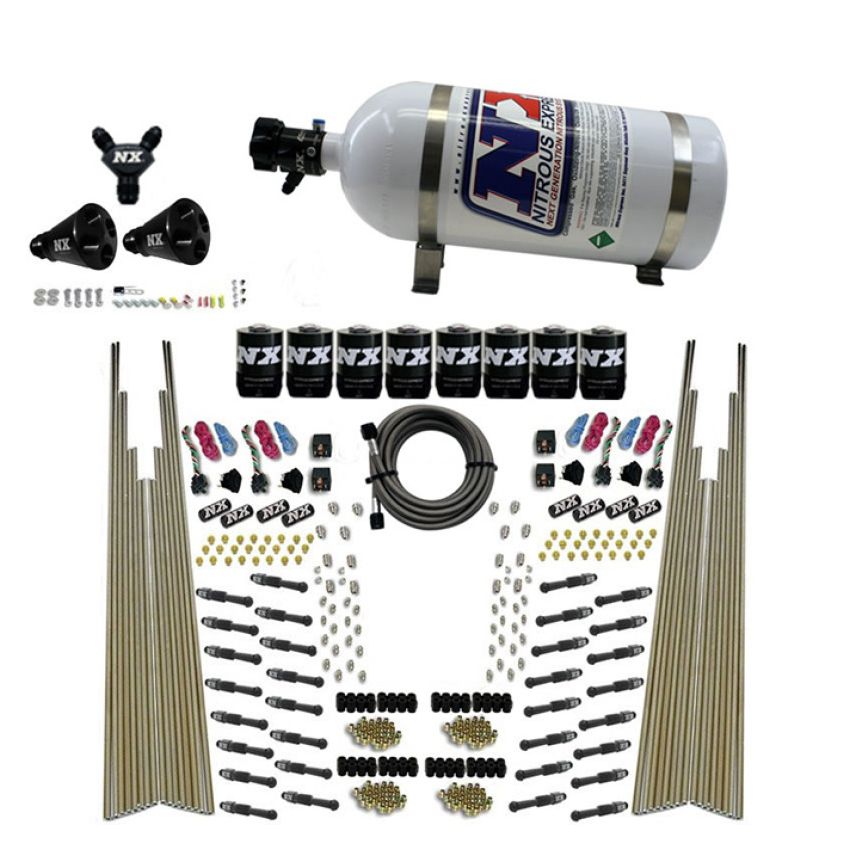 Nitrous Express 93306-10 8 CYL DRY DIRECT PORT, FOUR STAGE, 8 SOLENOIDS, WITH 10LB BOTTLE (200-600HP)