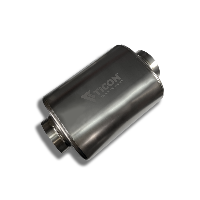 Ticon 116-07623-0100 Industries 17in OAL 3.0in Center In/Out Oval Ultralight Titanium Muffler