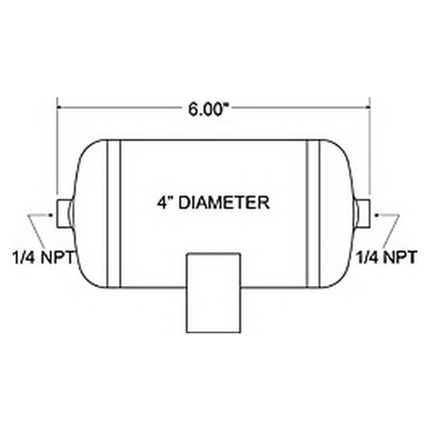 Firestone 9166 Air Tank 0.25 Gallon 4in. x 6in. (2) 1/4in. NPT Ports 150 PSI Max - Black (WR17609166)