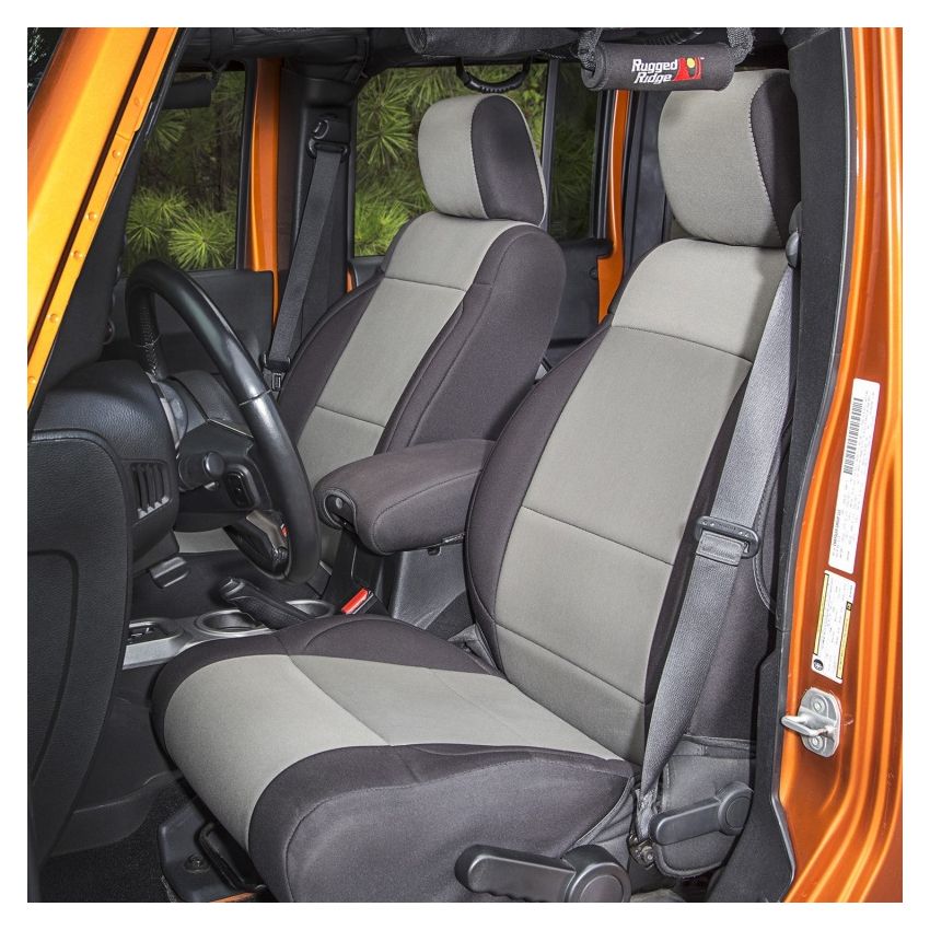 Rugged Ridge Seat Cover Kit Black/Gray 11-18 Jeep Wrangler JK 4dr
