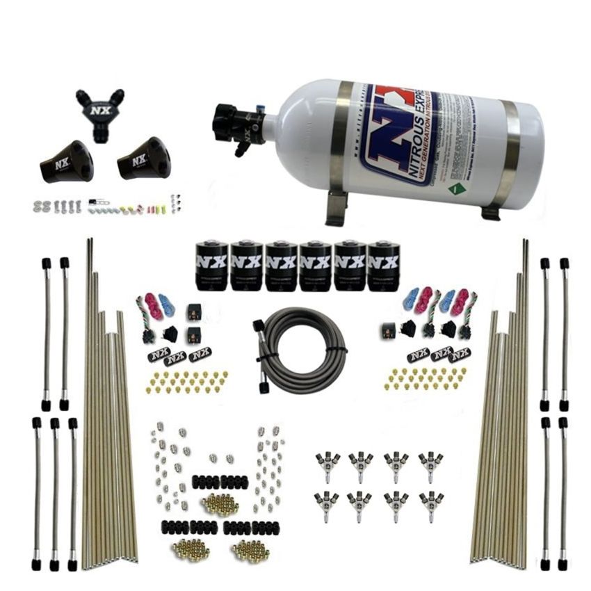 Nitrous Express 80020-10 8-CYL TRIPLE-D DRY DIRECT PORT, 3 STAGE DRY, 6 SOLENOIDS, W/ 10LB BOTTLE