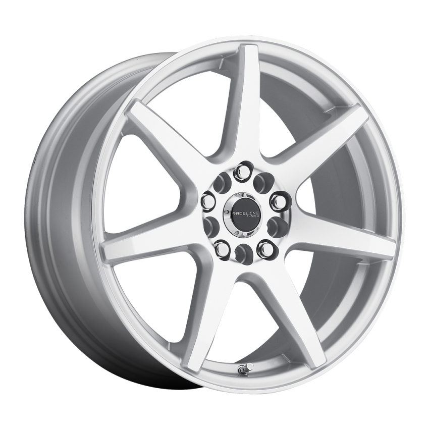 Raceline 131S Evo 16x7in / 5x112/5x120 BP / 20mm Offset / 74.1mm Bore - Silver & Machined Wheel