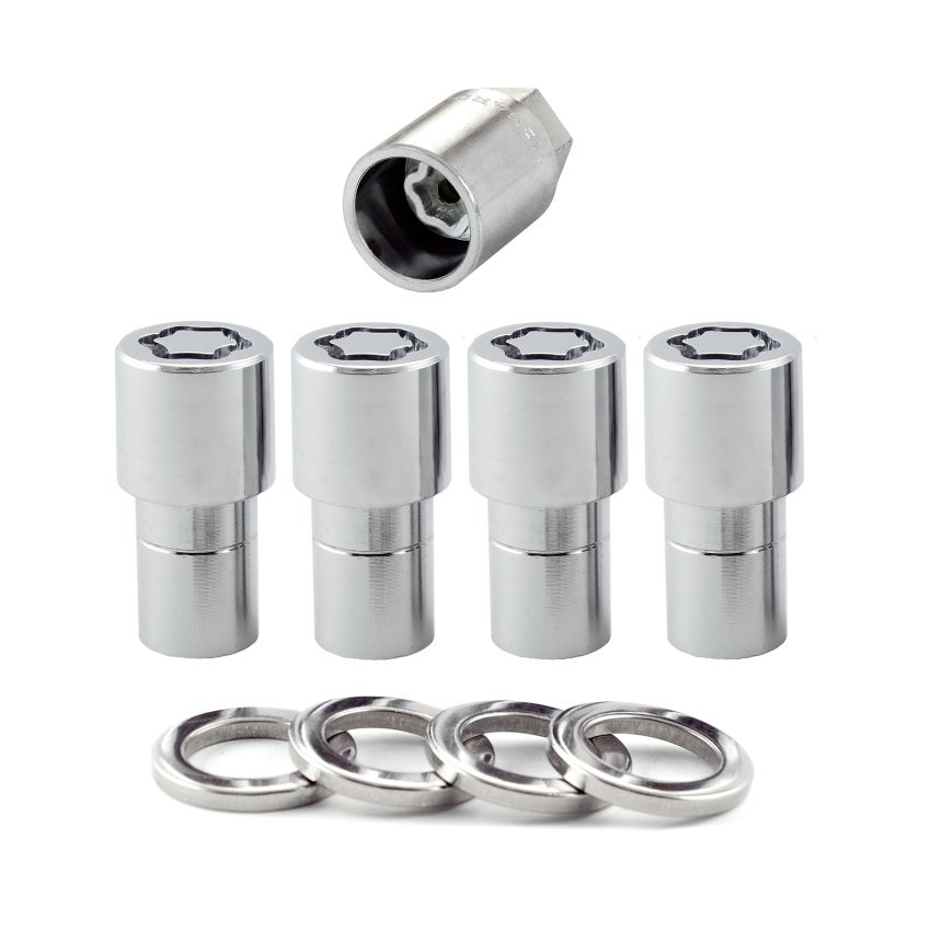 McGard Wheel Lock Nut Set - 4pk. (Long Shank Seat) M12X1.5 / 13/16 Hex / 1.75in. Length - Chrome
