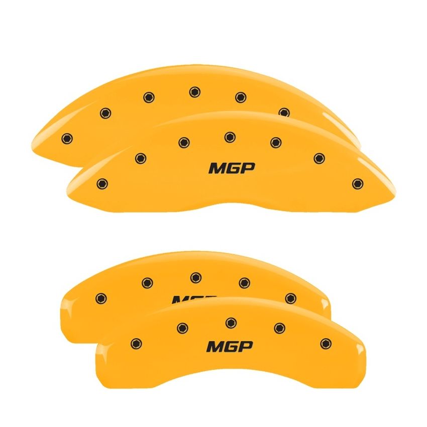 MGP 4 Caliper Covers Engraved Front & Rear MGP Yellow Finish Black Char 2005 Ford Crown Victoria