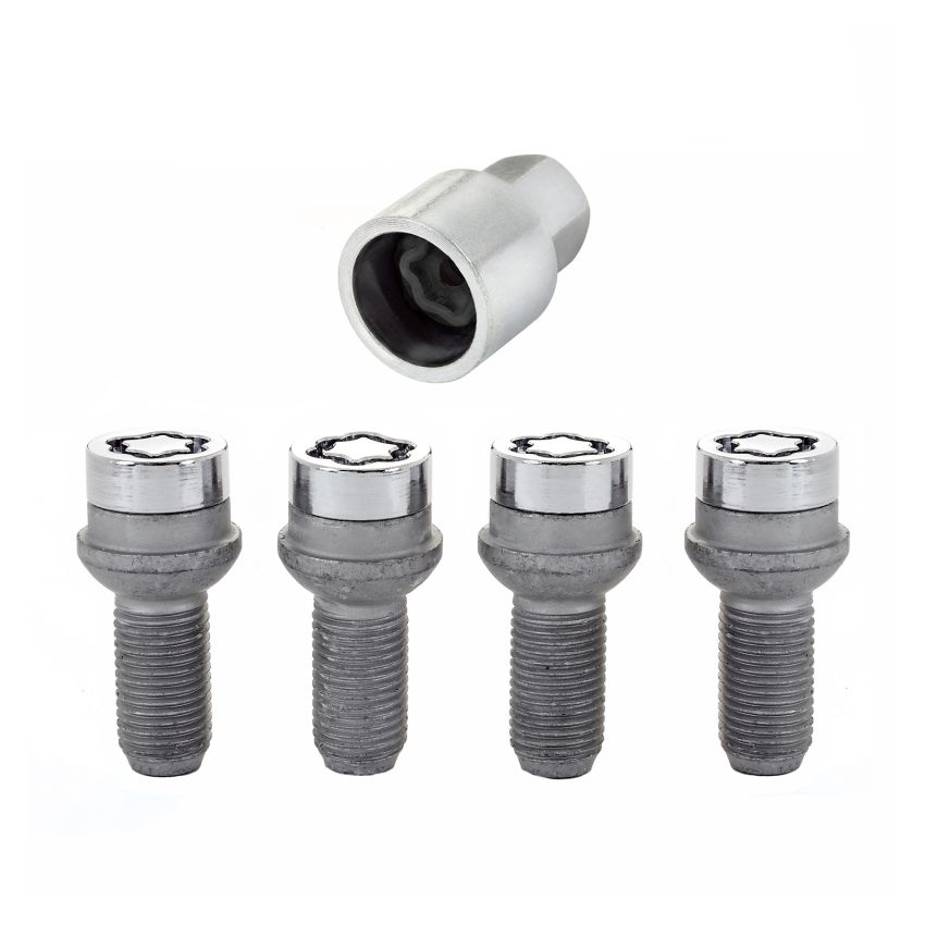 McGard Wheel Lock Bolt Set - 4pk. (Radius Seat) M14X1.5 / 17mm Hex / 26.7mm Shank Length - Chrome