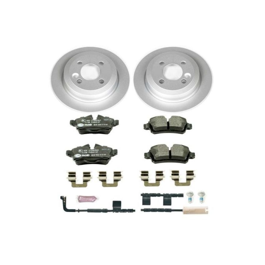 PowerStop ESK6281 Genuine Geomet Coated Rotors, ECE-R90 Brake Pads + Hardware Kit