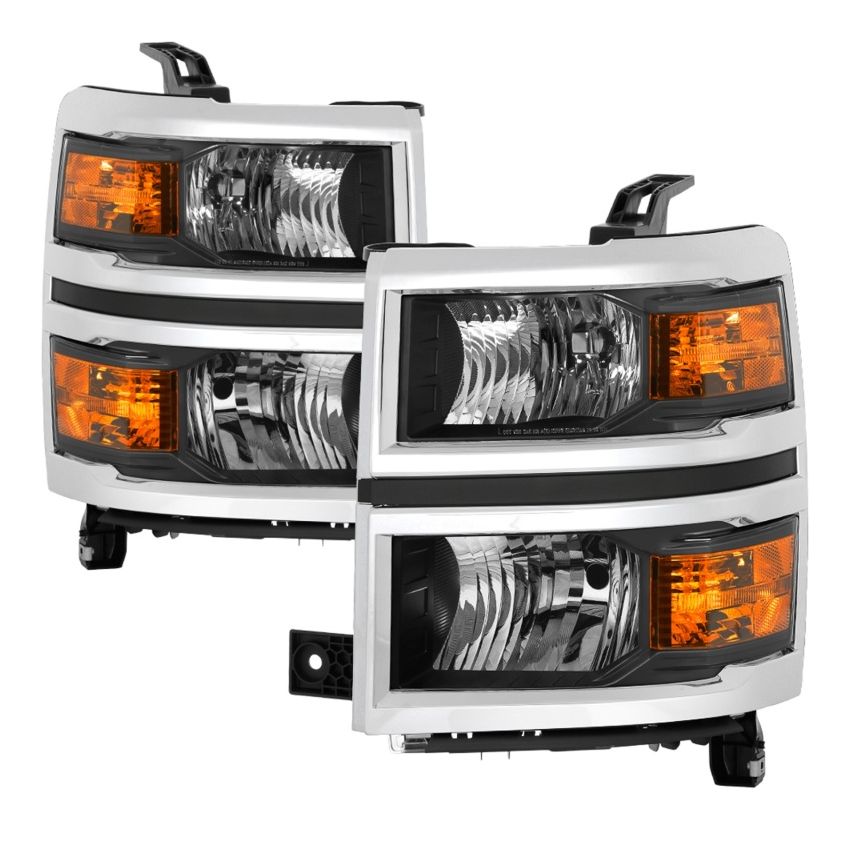 SPYDER 9042447 xTune 14-15 Chevy Silverado 1500 (New Body) OEM Style Headlights w/Trim - Blk (HD-JH-CS14-CC-BK)