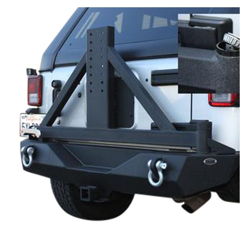 DV8 Offroad RBSTTB-01BR 07-18 Jeep Wrangler JK Rear Bumper w/ Tire Carrier & Tapered Bearing