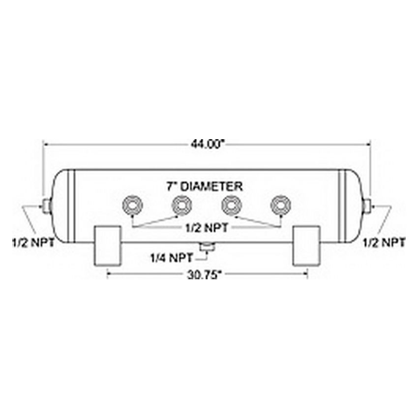 Firestone 9277 Air Tank 20 Gallon 12in. x 44in. (6) 1/2in. NPT Ports 150 PSI Max - Black (WR17609277)