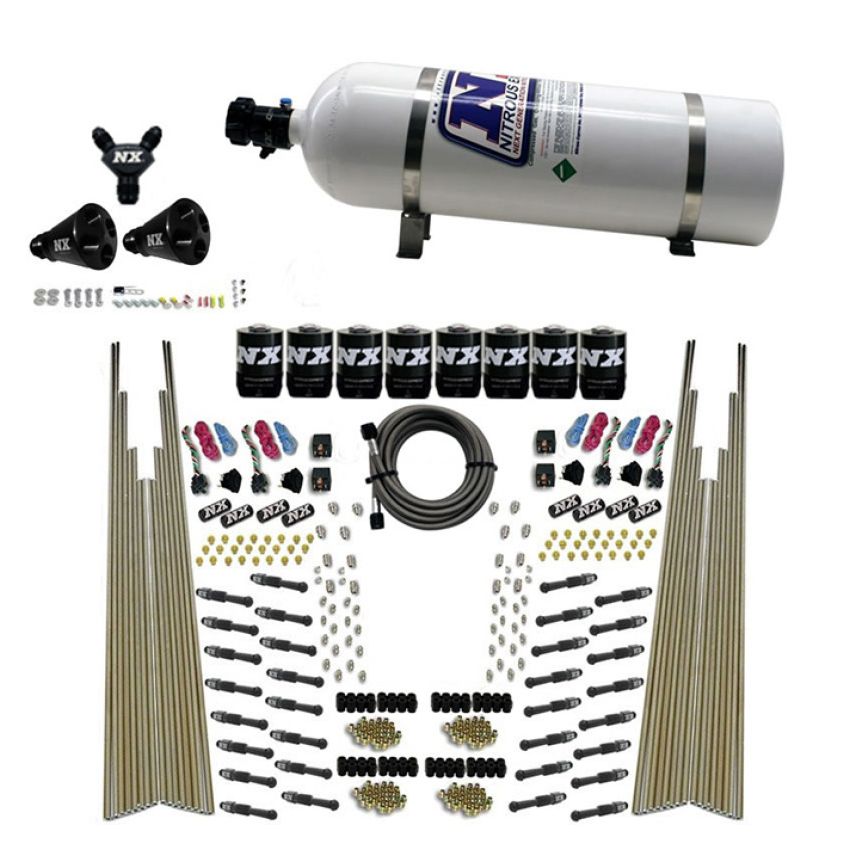 Nitrous Express 93306-15 8 CYL DRY DIRECT PORT, FOUR STAGE, 8 SOLENOIDS, WITH 15LB BOTTLE (200-600HP)