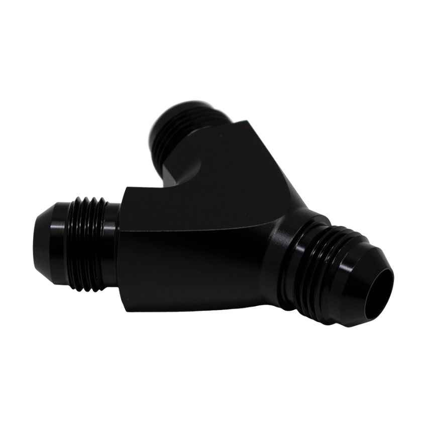 DeatschWerks 8AN Male Flare to 8AN Male Flare to 8AN Male Flare Y Fitting - Anodized Matte Black