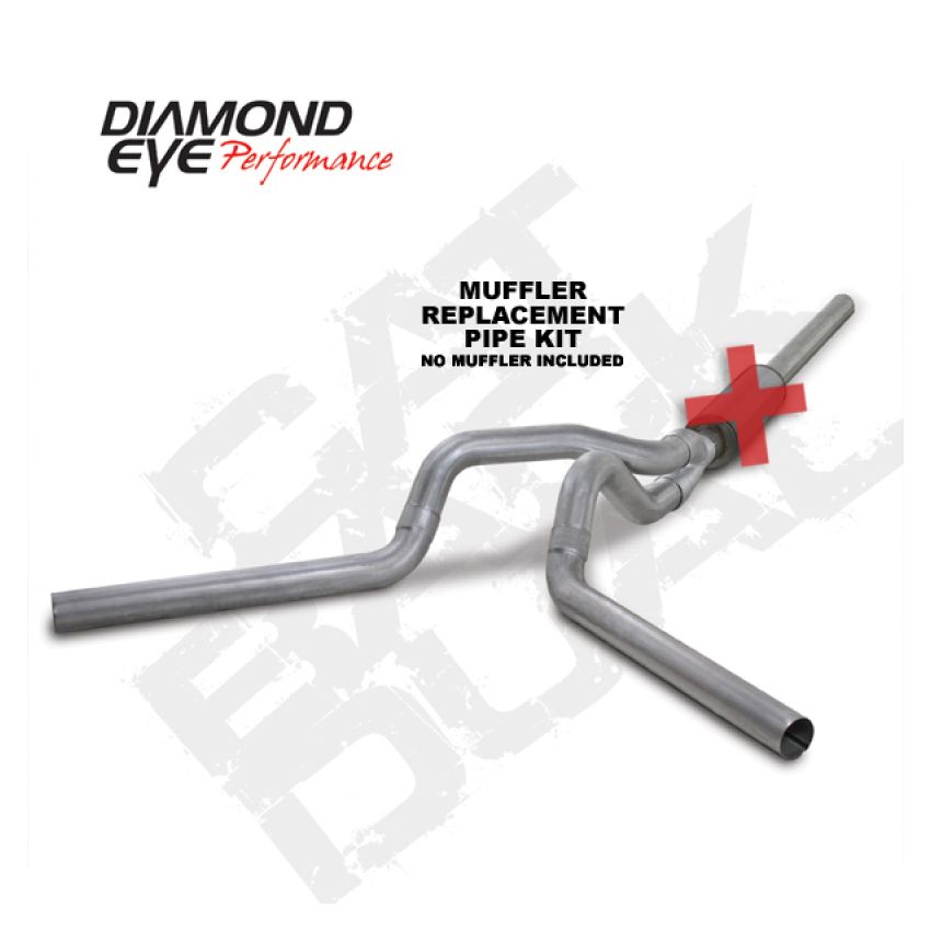 Diamond Eye Performance K4236A-RP Diamond Eye KIT 4in CB MFLR RPLCMENT PIPE DUAL AL: 2004.5-2007.5 DODGE CUMMINS 600