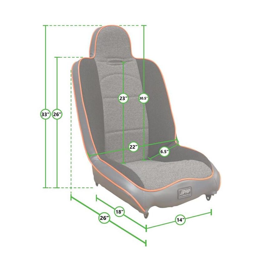 PRP Seats A140110-201-207 PRP Daily Driver High Back Suspension Seat- Black/Orange Vinyl