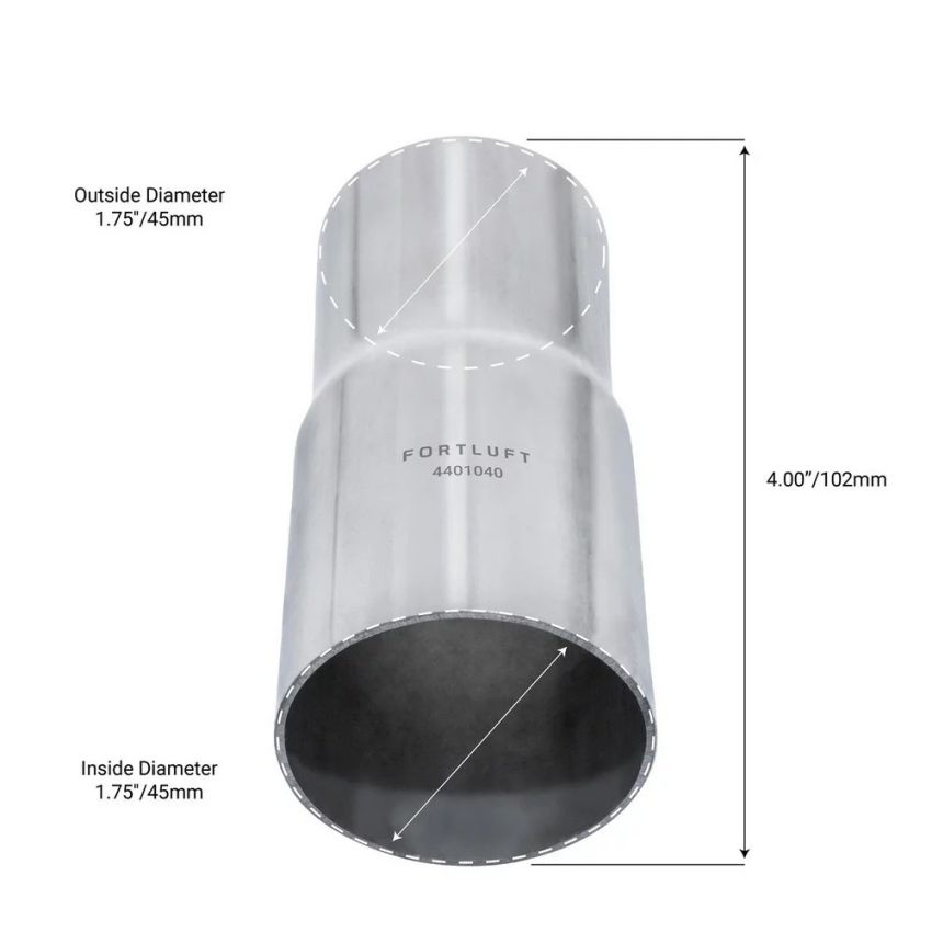 FORTLUFT 4401040 Universal Extension Exhaust Pipe Stainless Steel