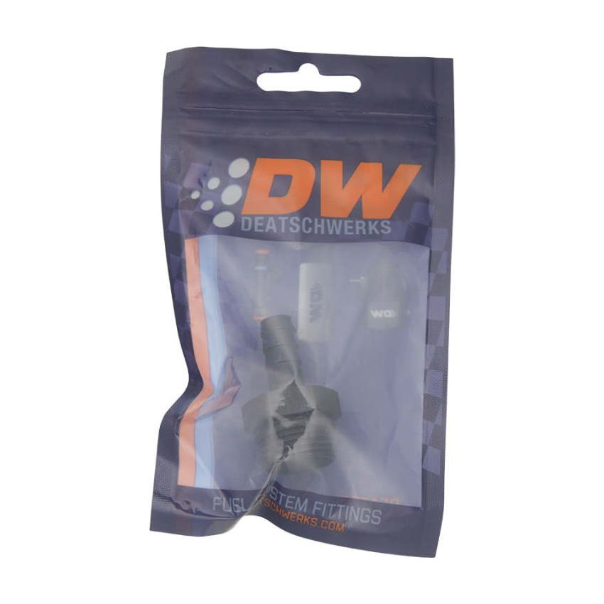 DeatschWerks 10AN ORB Male to 3/8in Male Triple Barb Fitting (Incl O-Ring) - Anodized Matte Black