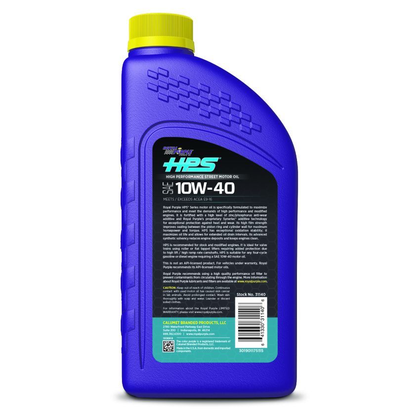 Royal Purple 36140 HPS Synthetic High Performance Street 10W-40 Motor Oil - 1 Quart