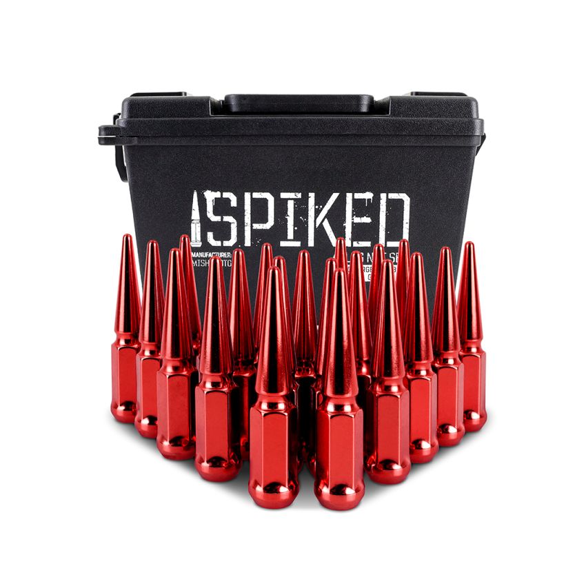 Mishimoto MMLG-SP1215-20RD Steel Spiked Lug Nuts M12x1.5 20pc Set - Red