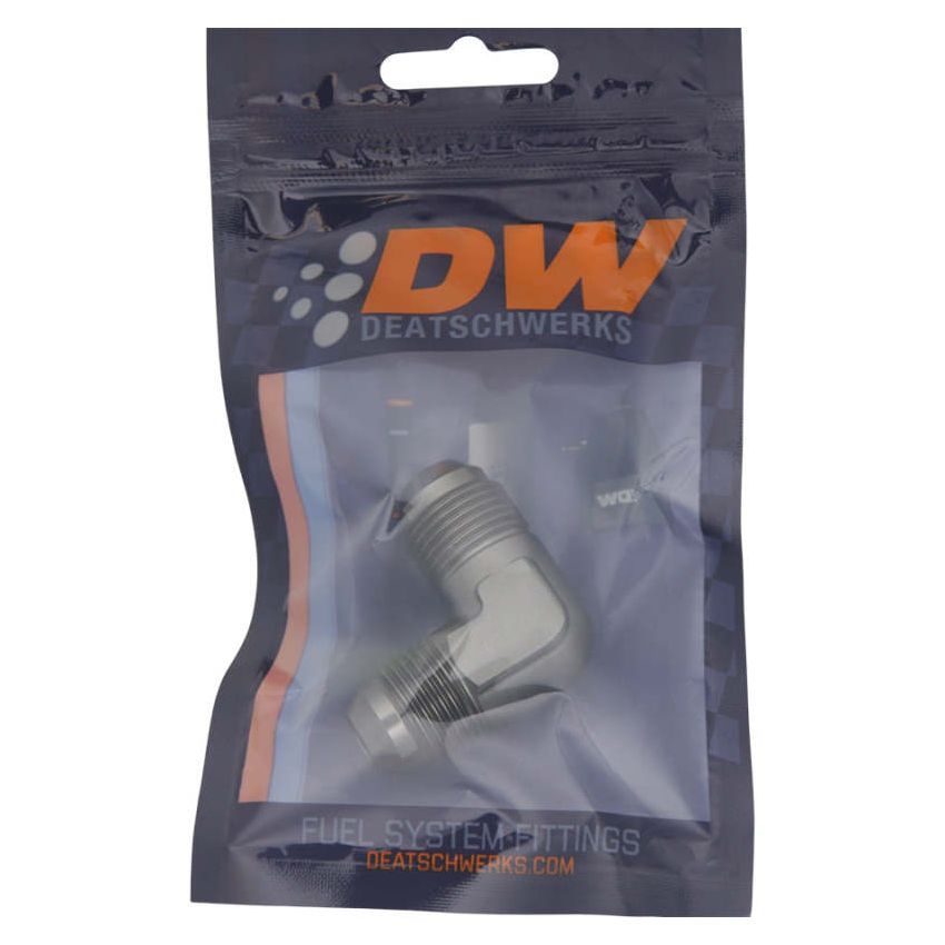 DeatschWerks 8AN Male Flare To 8AN Male Flare 90-Degree Coupler Fitting