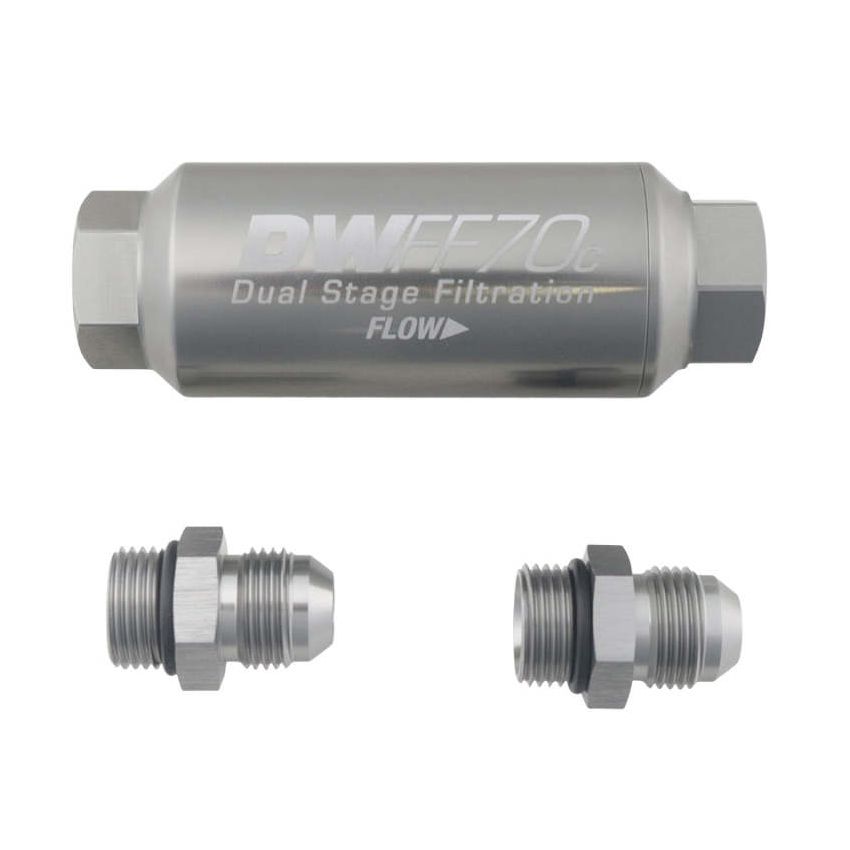 DeatschWerks 8-03-70C-010K-8 8AN 10 Micron 70mm Compact In-Line Fuel Filter Kit