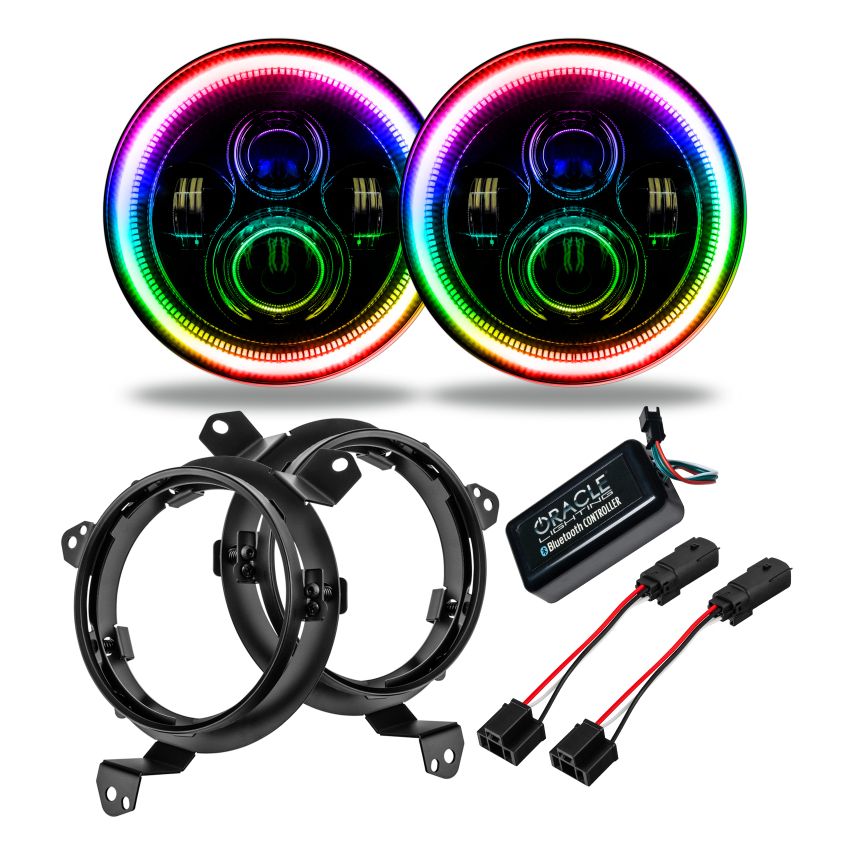 Oracle Lighting 5769J-332 Wrangler JL/Gladiator JT 7in. High Powered LED Headlights-Dynamic ColorSHIFT