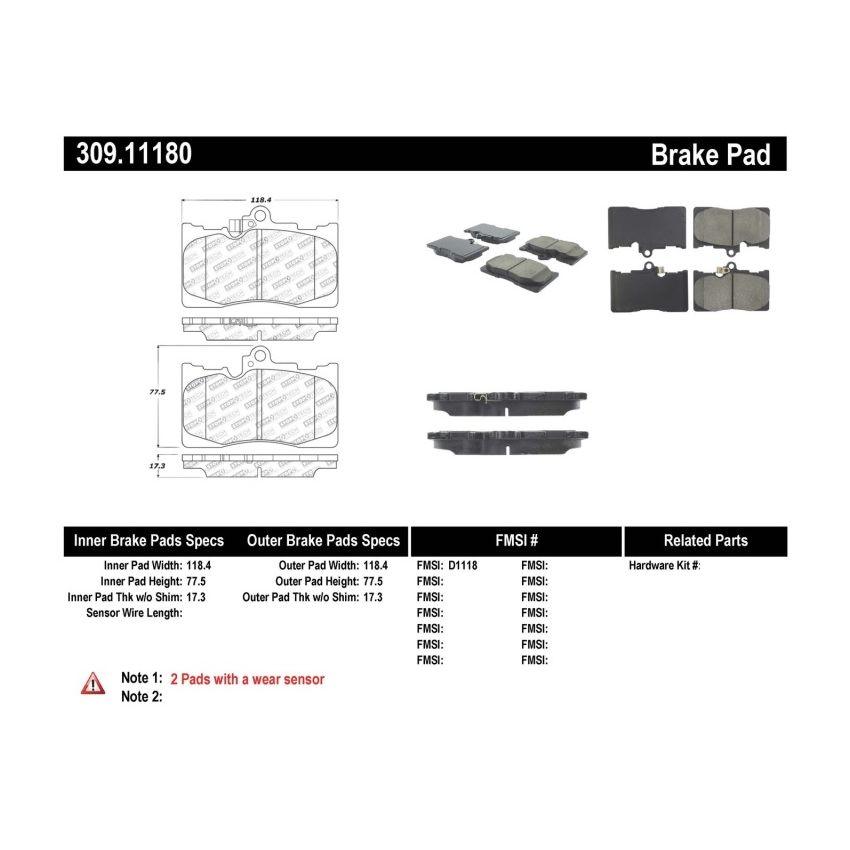 StopTech Performance 06 Lexus GS300/430 / 07-08 GS350 / 06-08 IS350 Front Brake Pads