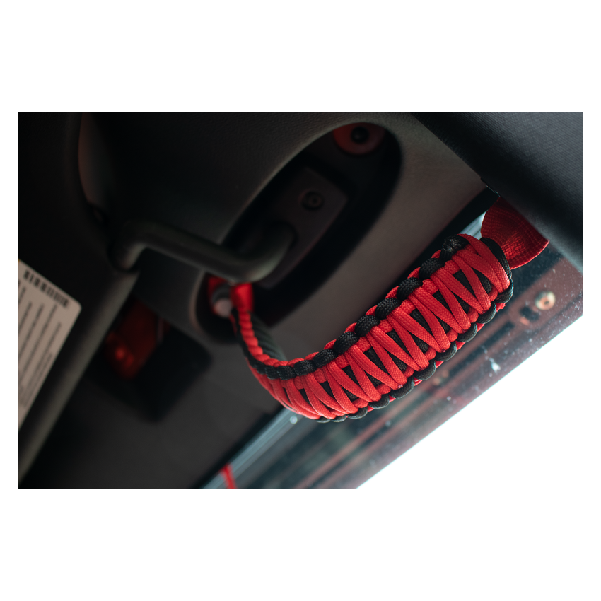 Fishbone Offroad 07-18 Wrangler JK A Pillar Sound Bar Red Paracord Grab Handles