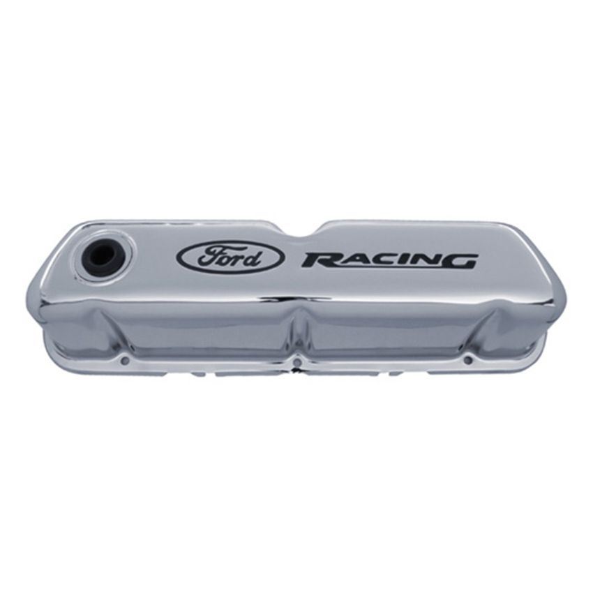 FORD FRD302-071 Chrome Steel Valve Cover Set w/Ford Racing Logo