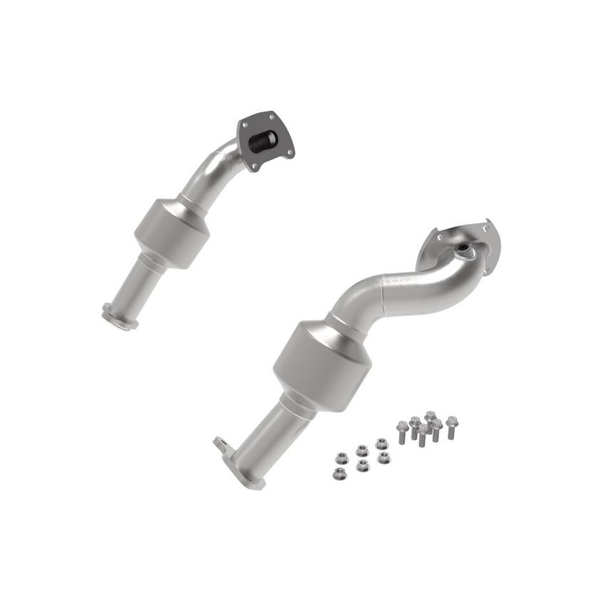 aFe Power 48-46012-HC Twisted Steel Down Pipe 2-1/2 to 2-1/4 IN 409 Stainless Steel w/ Cat