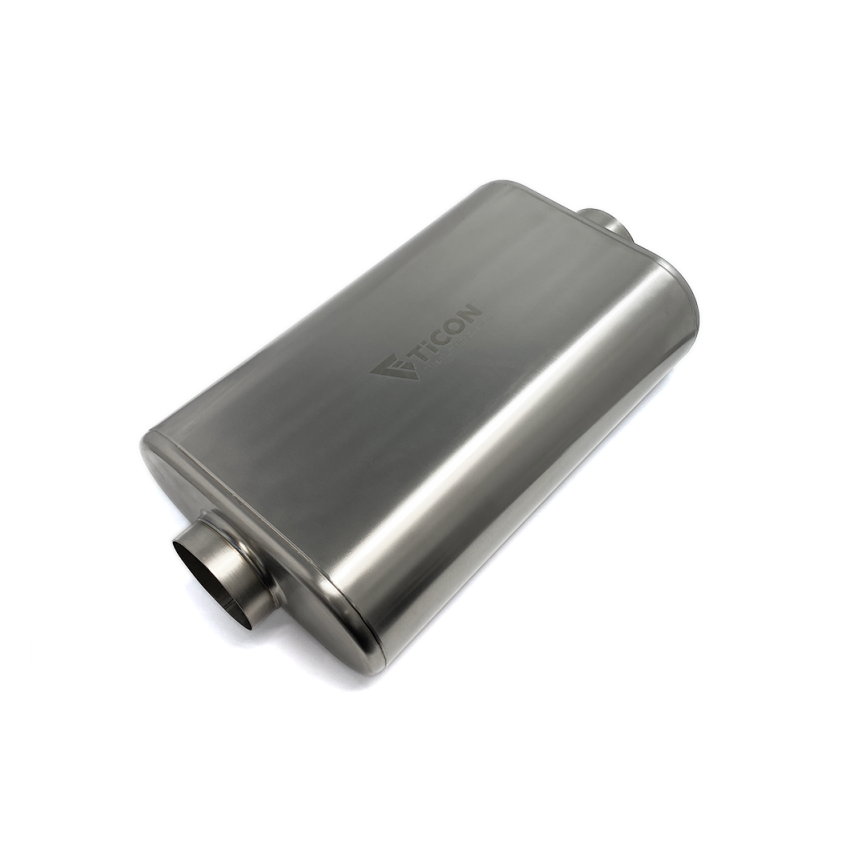 Ticon Industries 17in OAL 3.0in Center In/Out Oval Ultralight Low Profile Titanium Muffler