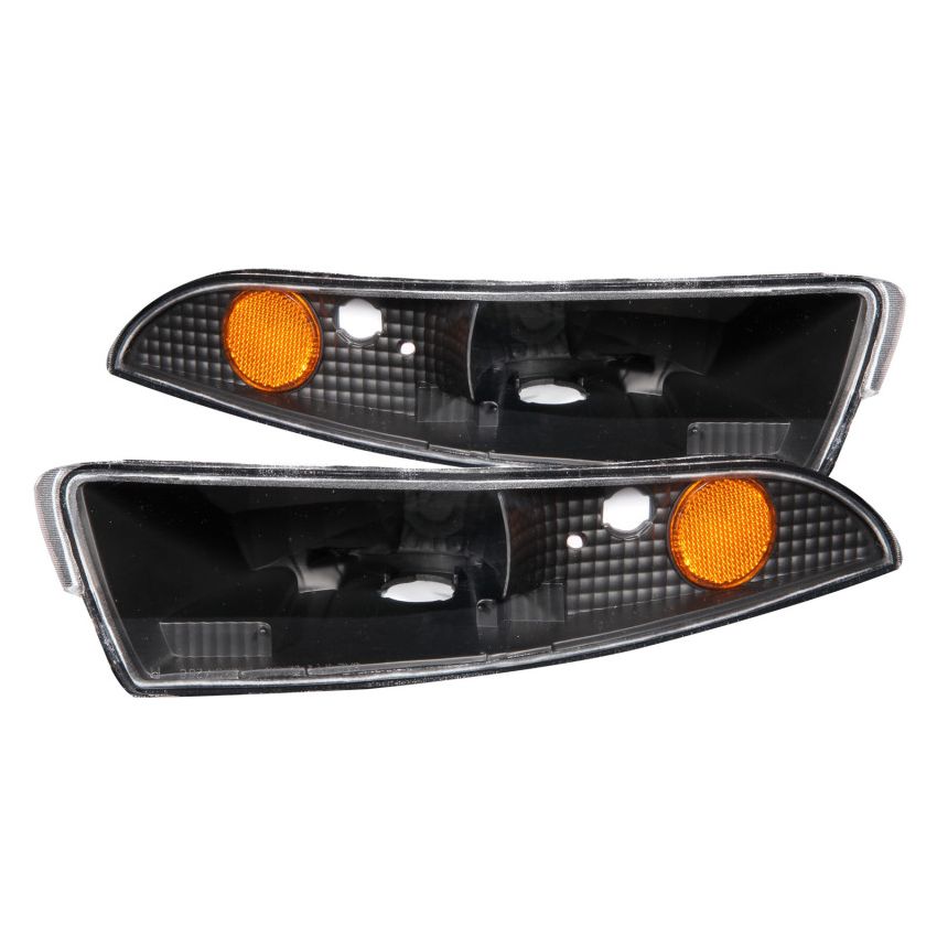 ANZO 1993-2002 Chevrolet Camaro Euro Parking Lights Black w/ Amber Reflector