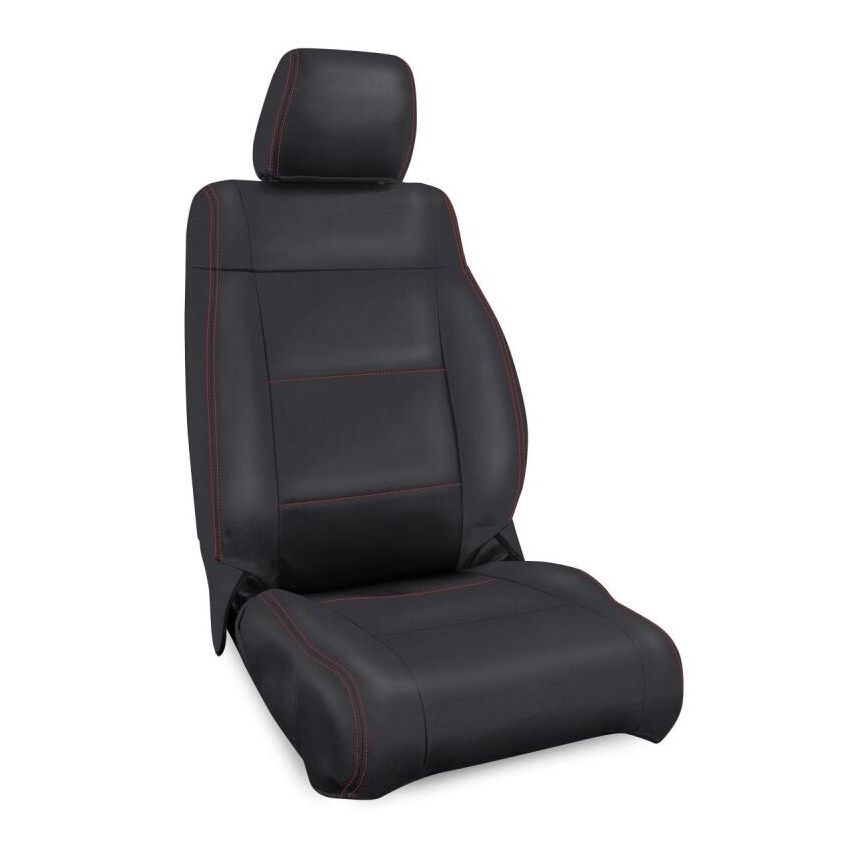 PRP 07-10 Jeep Wrangler JK Front Seat Covers/2 door or 4 door (Pair) - Black with Red Stitching