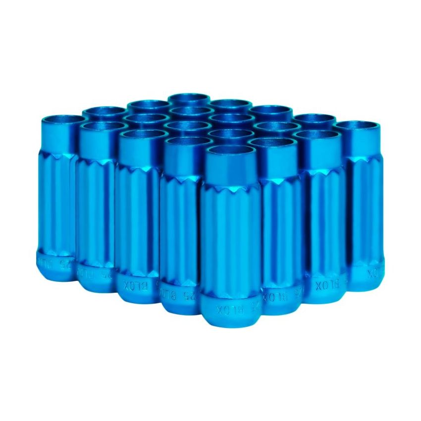 BLOX Racing Tuner 12P17 Steel Lug Nuts - Blue 12x1.25 Set of 20 12-Sided 17mm
