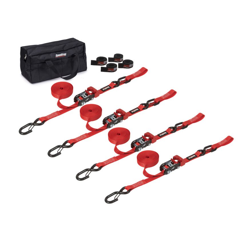 SpeedStrap 1In Heavy Duty Motorcycle/ATV Tie-Down Kit - Red